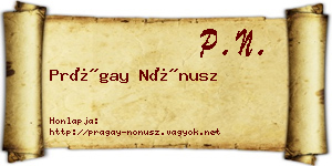 Prágay Nónusz névjegykártya